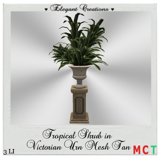 Tropical Shrub in Victorian Urn Mesh Tan Marble Boxed