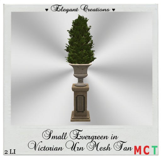 Small Evergreen in Victorian Urn Mesh Tan Marble Boxed