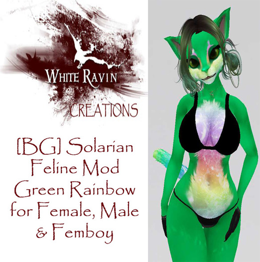 White Ravin Creations - Green Rainbow Mod  Male, Female & Femboy