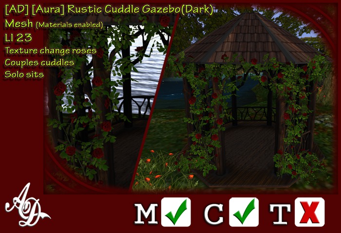 [AD] [Aura] Rustic Cuddle Gazebo(Dark)