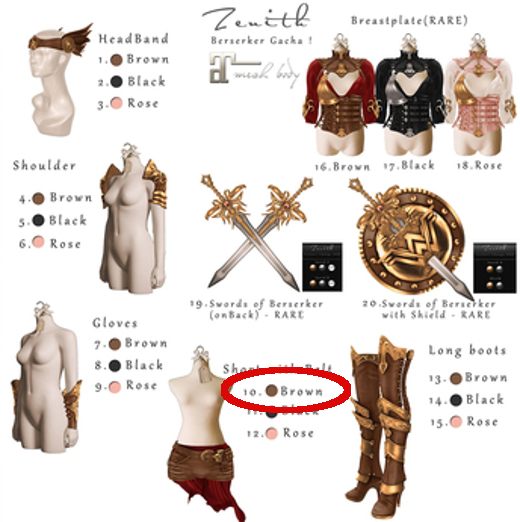 =Zenith=Berserker Short with Belt (Brown) Maitreya