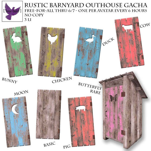 [ free bird ] Rustic Barnyard Outhouse - Butterfly RARE