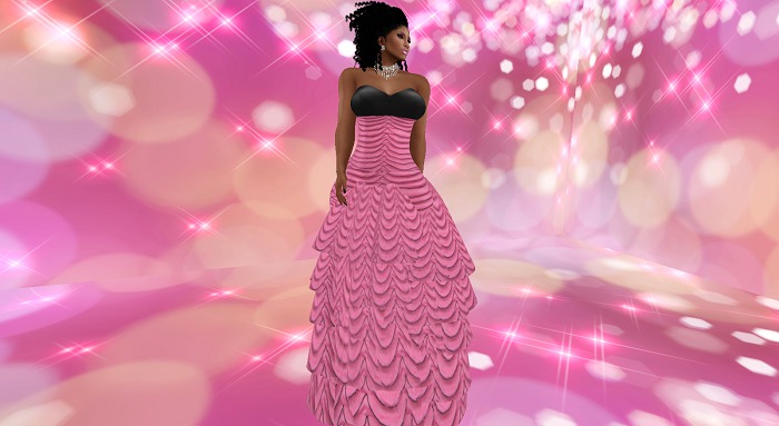 Pink & Black Ruffles Gown