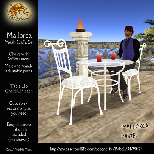 Mallorca Iron Cafe Table Set White