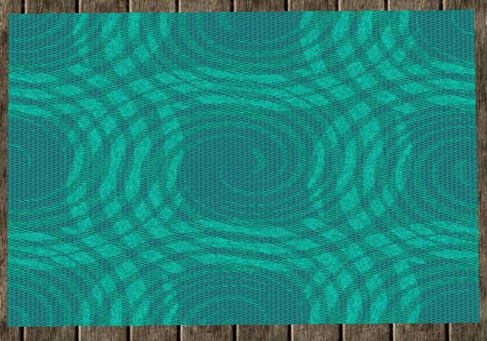 Aqua Teal Swirl Rug 6x4m