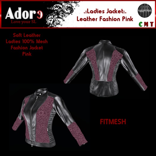 .:Adore:. Ladies Leather Fashion Jacket - Pink FITMESH