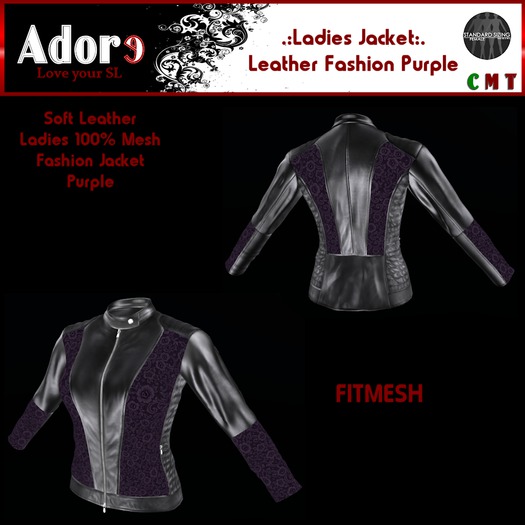 .:Adore:. Ladies Leather Fashion Jacket - Purple FITMESH