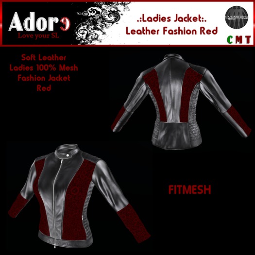 .:Adore:. Ladies Leather Fashion Jacket - Red FITMESH