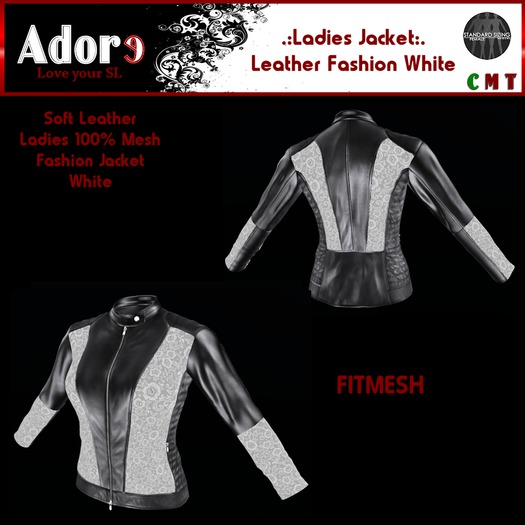 .:Adore:. Ladies Leather Fashion Jacket - White FITMESH