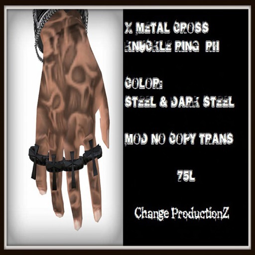 .::C.P::. X METAL CROSS KNUCKLE RING