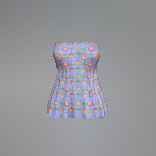 Blue Flower Garden Mesh Tunic Top