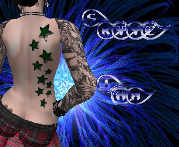 Green Stars Back Tattoo