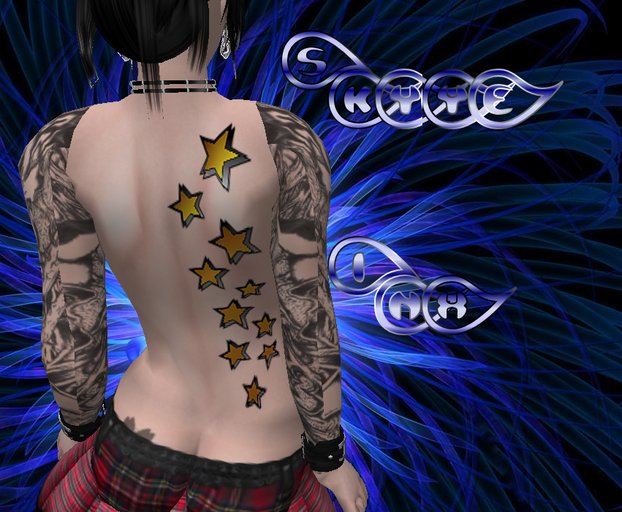 Gold Stars Back Tattoo