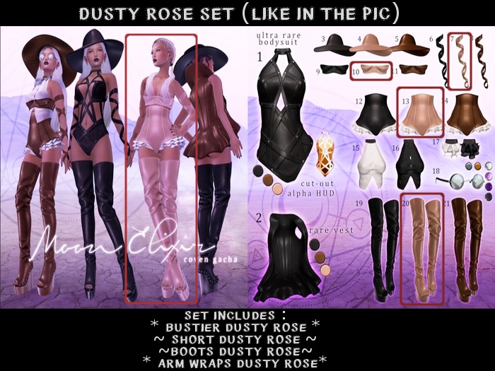 Moon Elixir - Coven - Maitreya - DUSTY ROSE Set (Like In The Pic)