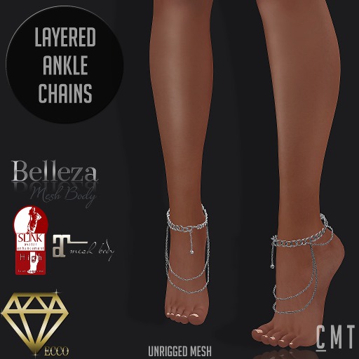 .:ECCO:. Layered Ankle Chains - Silver