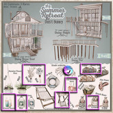 dust bunny . folding side table . boxed & 7 items decor set