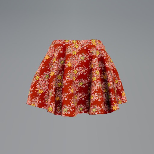 Red Flowering Branch Mesh Skirt