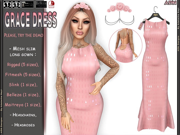 [ADN] GRACE DRESS (SLINK MAITREYA BELLEZA FITTED RIGGED)