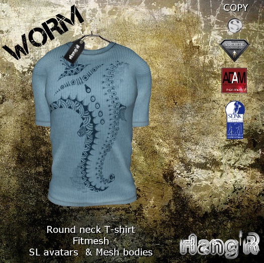 [Hang'R] Worm T-shirt (blue) fitted