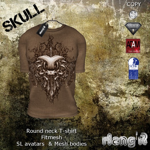 [Hang'R] Skull T-shirt (brown) fitted