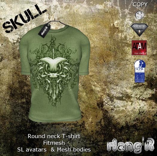 [Hang'R] Skull T-shirt (khaki) fitted