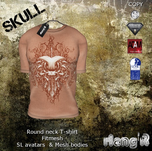 [Hang'R] Skull T-shirt (salmon) fitted