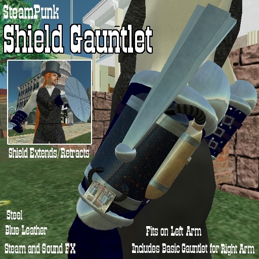 SteamPunk Shield-Gauntlet - Steel Blue