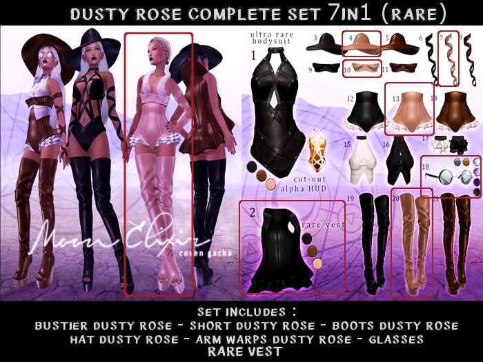 Moon Elixir - Coven - Maitreya - DUSTY ROSE SET 7IN1 (RARE)