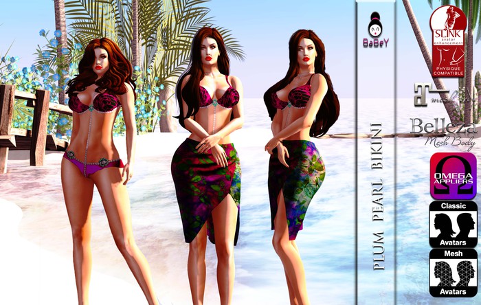 BABEY | PLUM PEARL BIKINI WITH SARONG-OMEGA APPLIER-LOLAS-SLINK-MAITREYA-BELLEZA-WOWMEH-EVE 