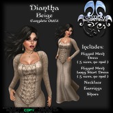 [FPI] Diantha Beige - Lovely Free Woman Medieval Dress with Neclace, Earrings & Shoes