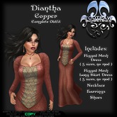 [FPI] Diantha Copper - Lovely Free Woman Medieval Dress with Neclace, Earrings & Shoes