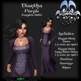 [FPI] Diantha Purple - Lovely Free Woman Medieval Dress with Neclace, Earrings & Shoes