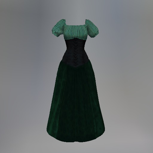 Green Striped Mesh Wench Dress
