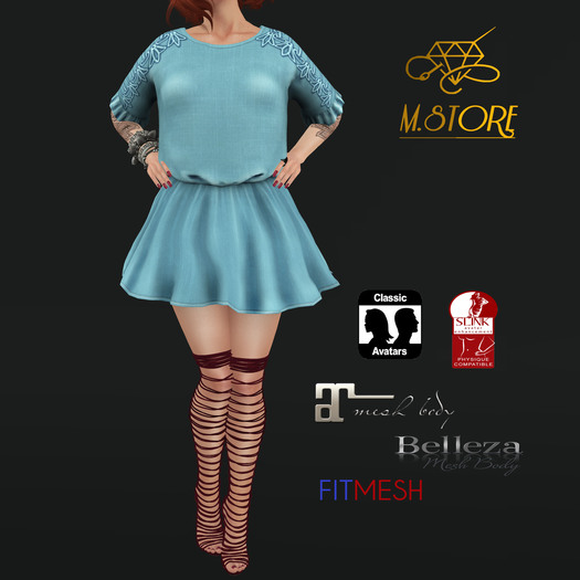 {M.STORE}Dress Lisa Cyan