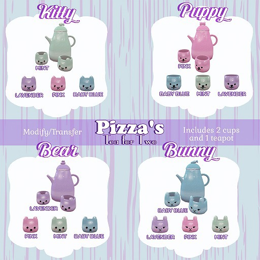 Pizza's - Tea for Two - Bear ~ Lavender