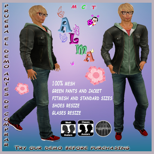 green jeans wiith hood jacket