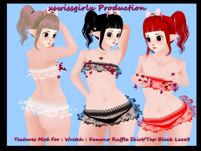 Textures Mod For : Wretch : Kemono Ruffle Skirt/Top Black Lace3