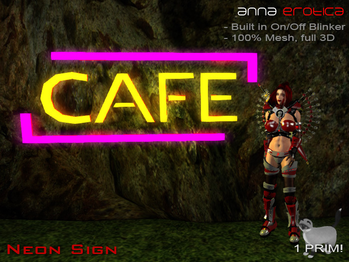 Anna Erotica - " Cafe "  Mesh Neon Sign - 1 Prim!