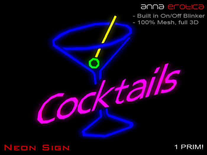 Anna Erotica - Cocktails Mesh Neon Sign (box)