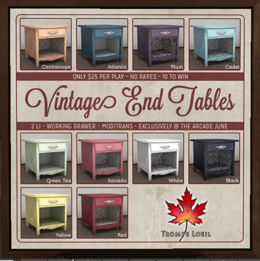 Trompe Loeil - Vintage End Table Yellow
