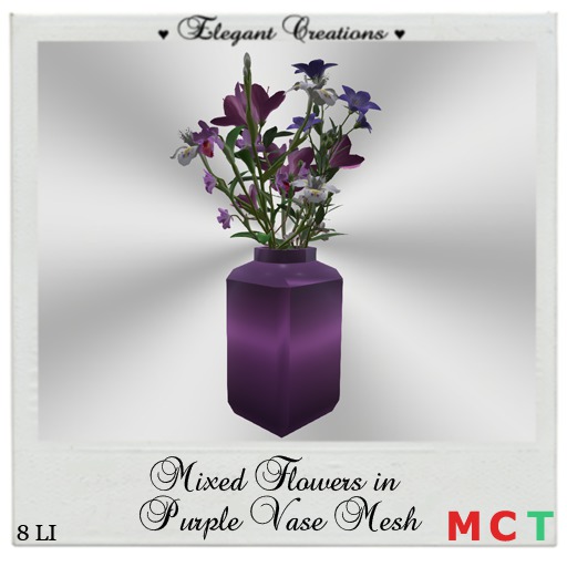 Mixed Flowers in Purple Vase Mesh Boxed