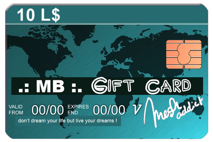 .: MB :. Gift Card 10 L$ inworld Vendor only Store Credit