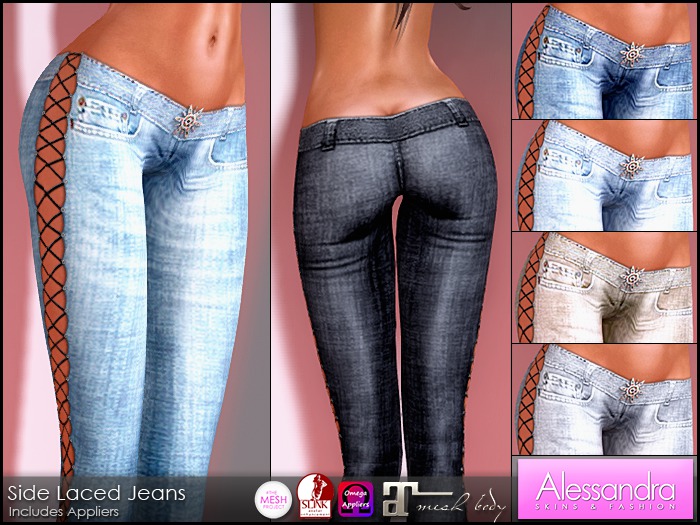 ALESSANDRA - Side Laced Jeans BLUE