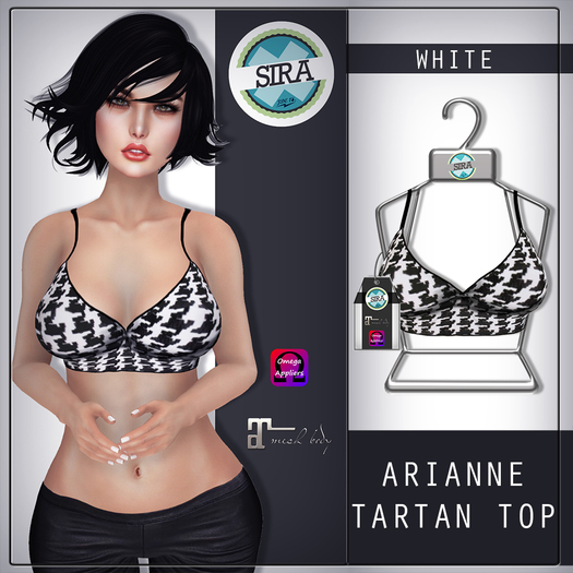 SIRA - [Mesh Body] Arianne Tartan Top - White