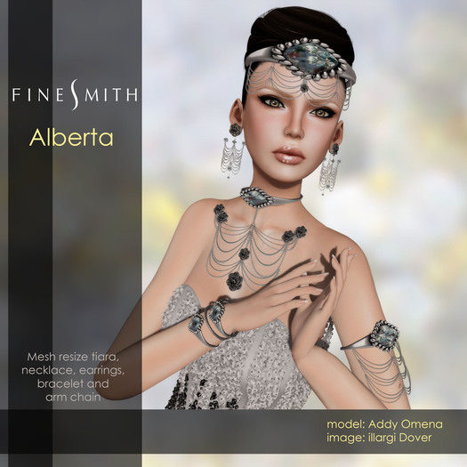 F I N E S M I T H Alberta silver FULL JEWELRY SET- chains vs. solid- Necklace, earrings, bracelet, armlet, tiara