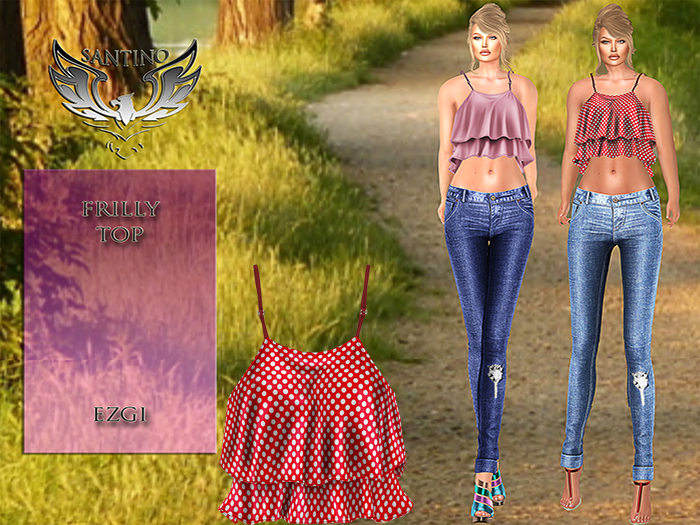 Santino Design-Frilly Top-Red