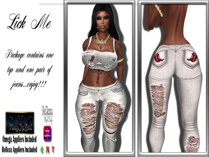 Lick Me Jean Fit Wht (Boxed)