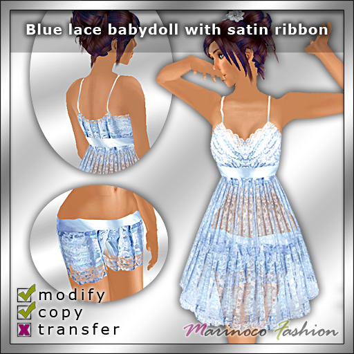 MF Sleep003b (Blue lace babydoll with satin ribbon)