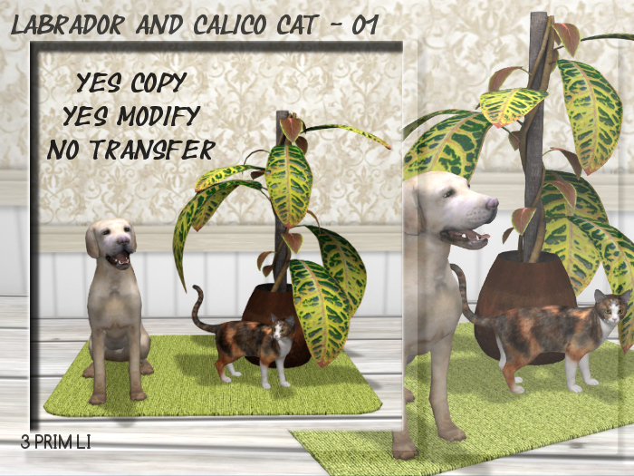 !Moril Creations! Labrador and calico cat - 01