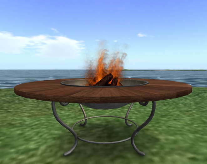 Fire Pit Table Iron/Wood 2